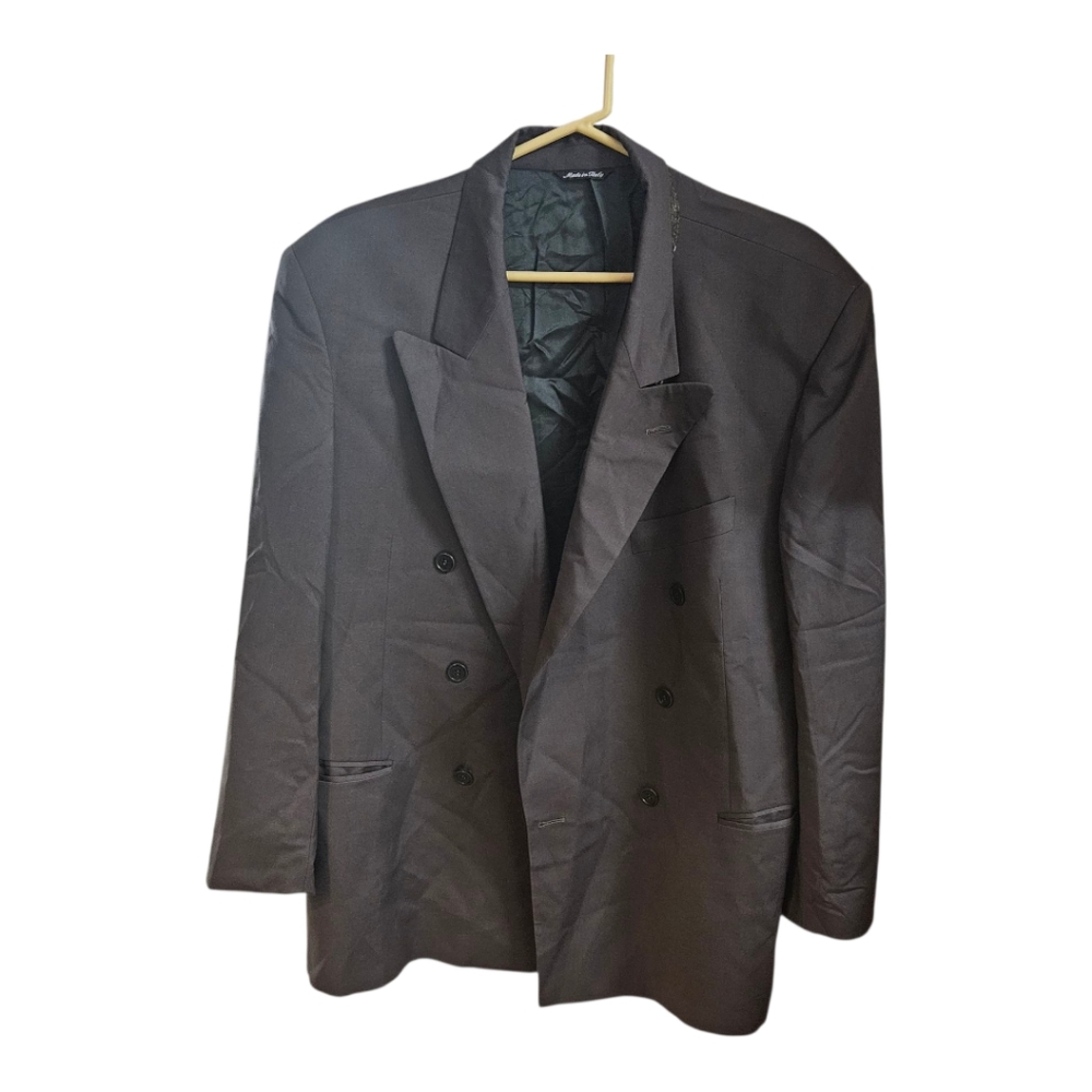 Vintage Lanificio Cerutti Double Breasted Wool Blazer Size 42 Made In Italy